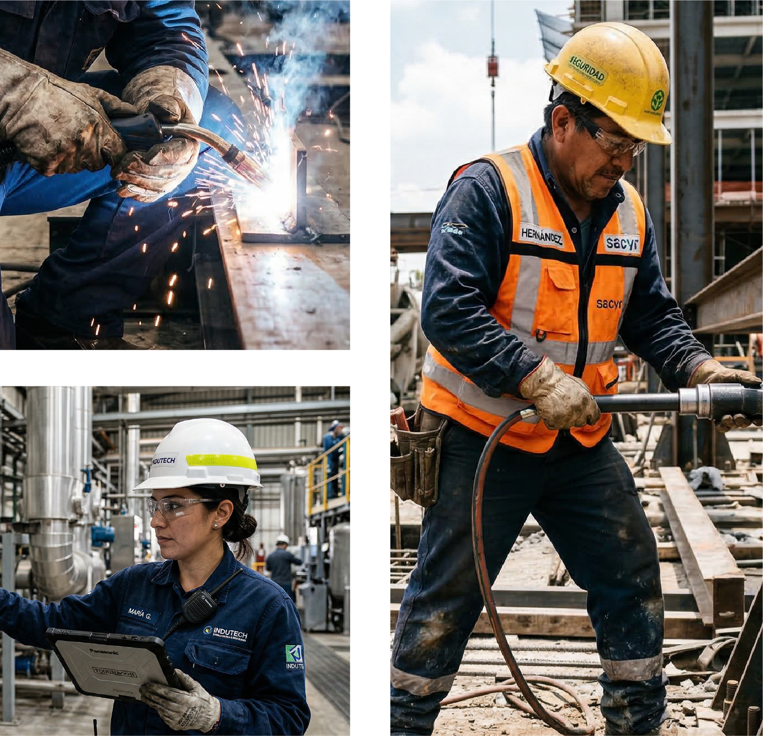 Trabajadores industriales con equipo de protección